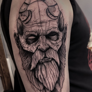 фото тату, демон, космонавт, , хоррор